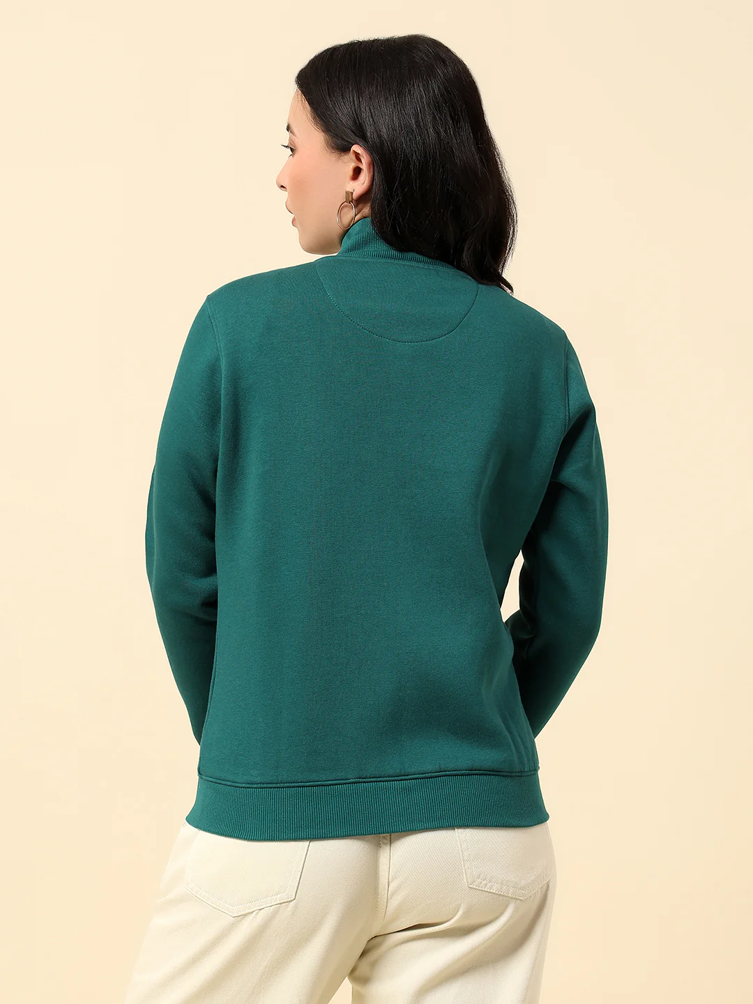Sweatshirt for Women |Winter Wear Fleece Fabric Zipper Closure Regular Fit Solid Pattern - Image 5