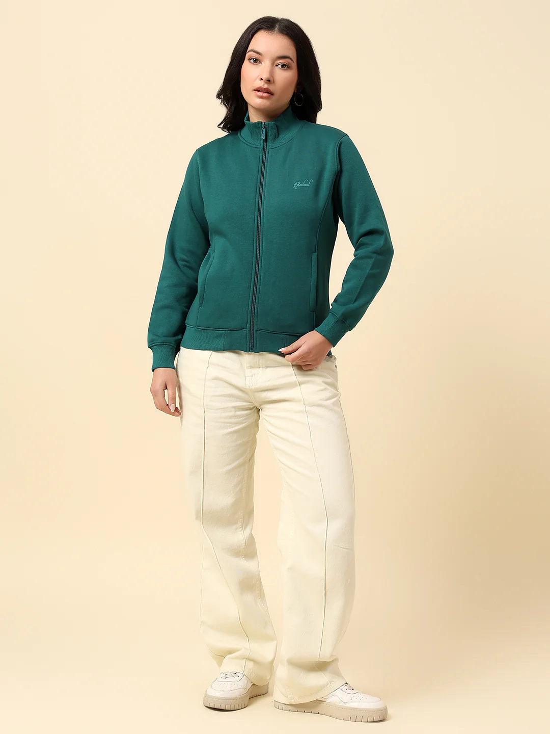 Sweatshirt for Women |Winter Wear Fleece Fabric Zipper Closure Regular Fit Solid Pattern - Image 7