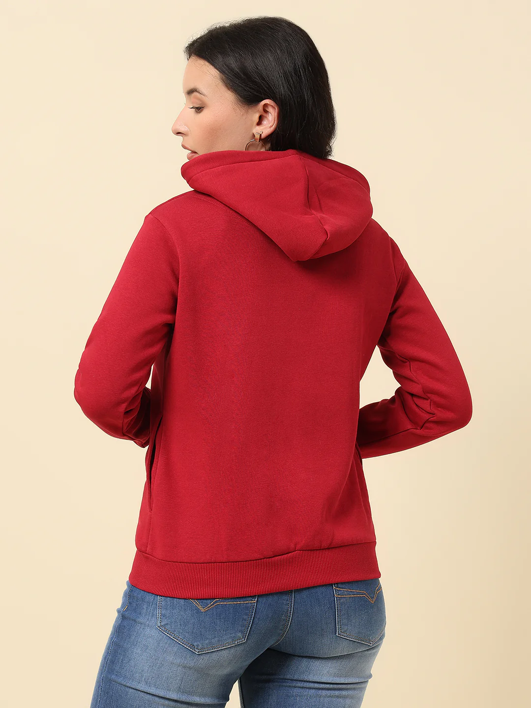 Sweatshirt for Women |Winter Wear Fleece Fabric Zipper Closure Regular Fit Solid Pattern - Image 5