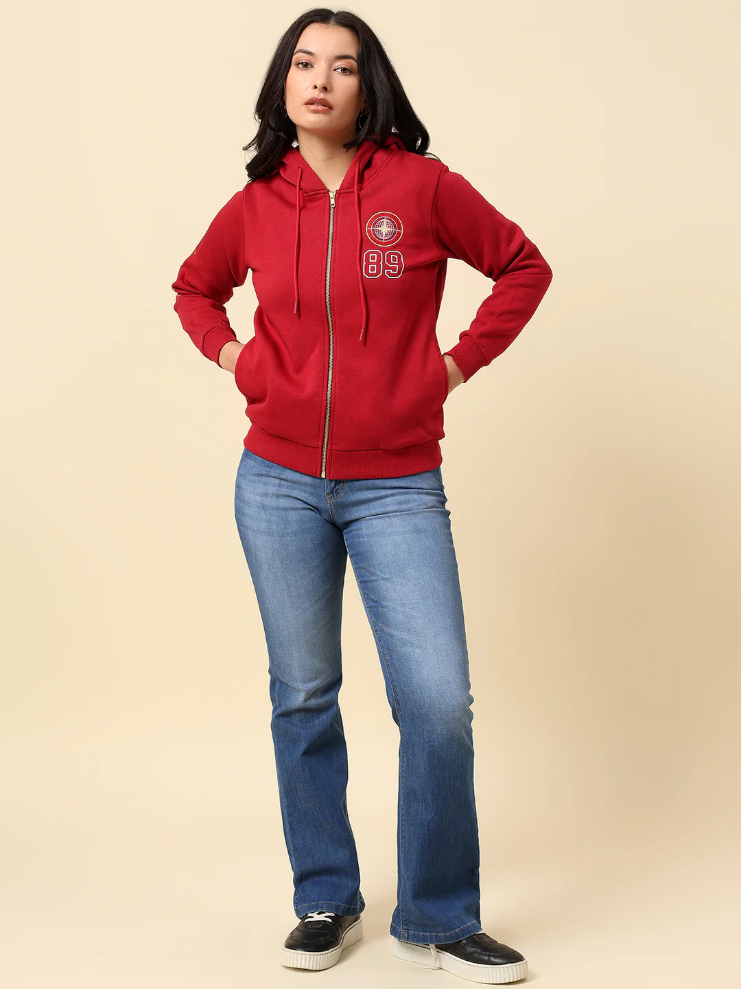 Sweatshirt for Women |Winter Wear Fleece Fabric Zipper Closure Regular Fit Solid Pattern - Image 7