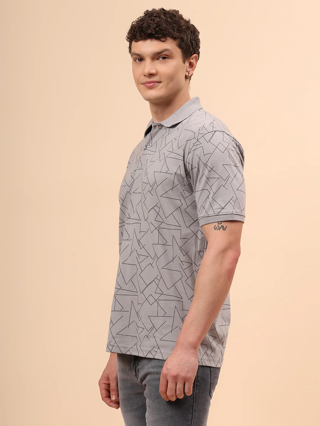 T-Shirt for Men | Breathable & Soft with Color Fastness Regular Fit Polo Neck Cotton Blend Fabric Printed Pattern - Image 4