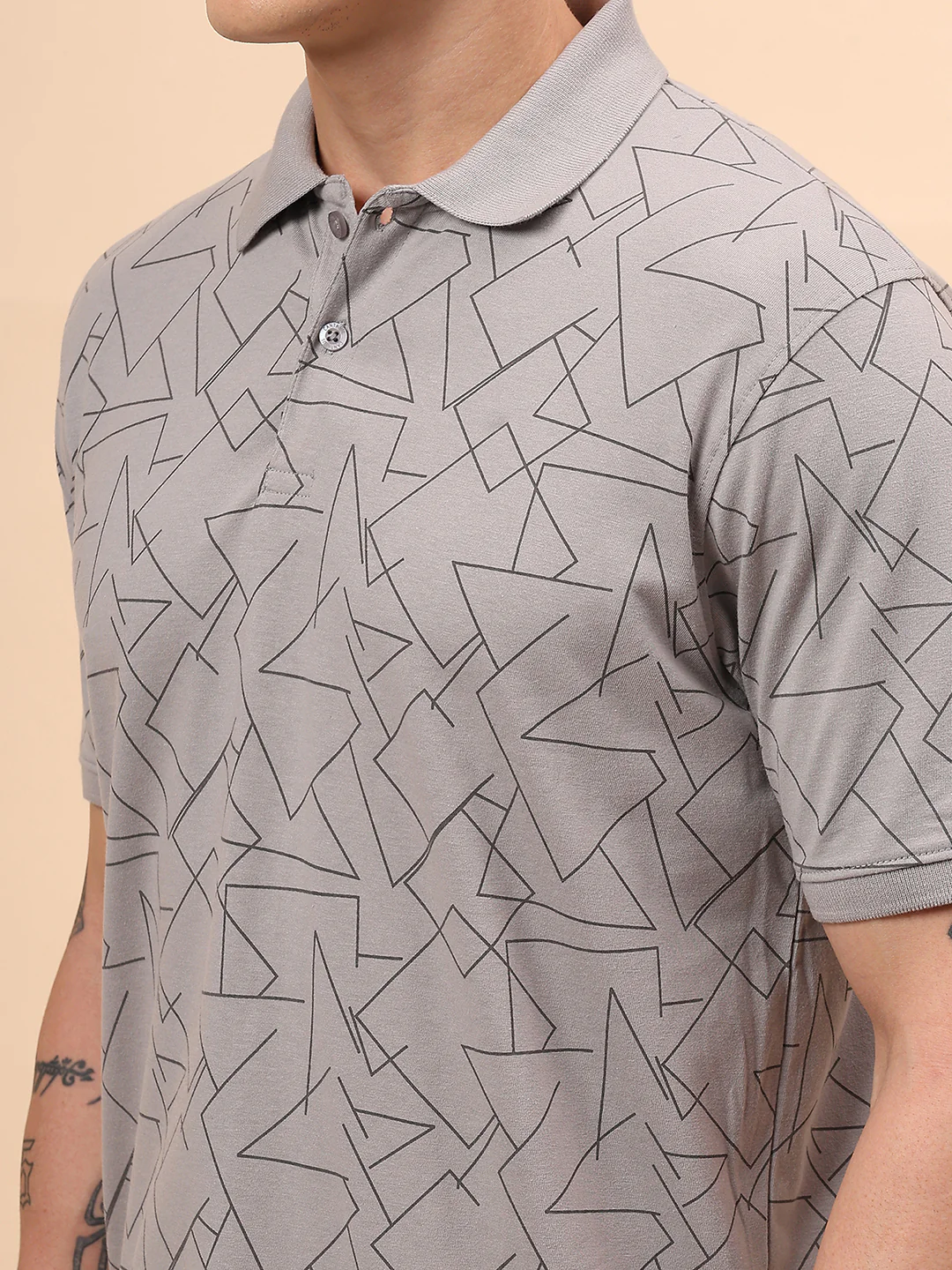 T-Shirt for Men | Breathable & Soft with Color Fastness Regular Fit Polo Neck Cotton Blend Fabric Printed Pattern - Image 7