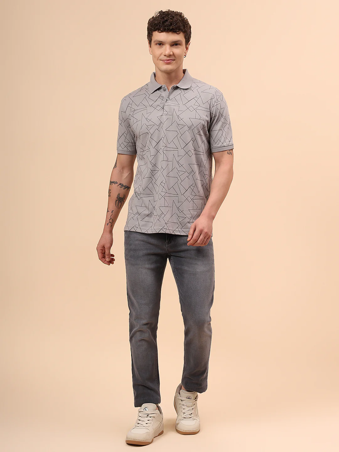T-Shirt for Men | Breathable & Soft with Color Fastness Regular Fit Polo Neck Cotton Blend Fabric Printed Pattern - Image 8