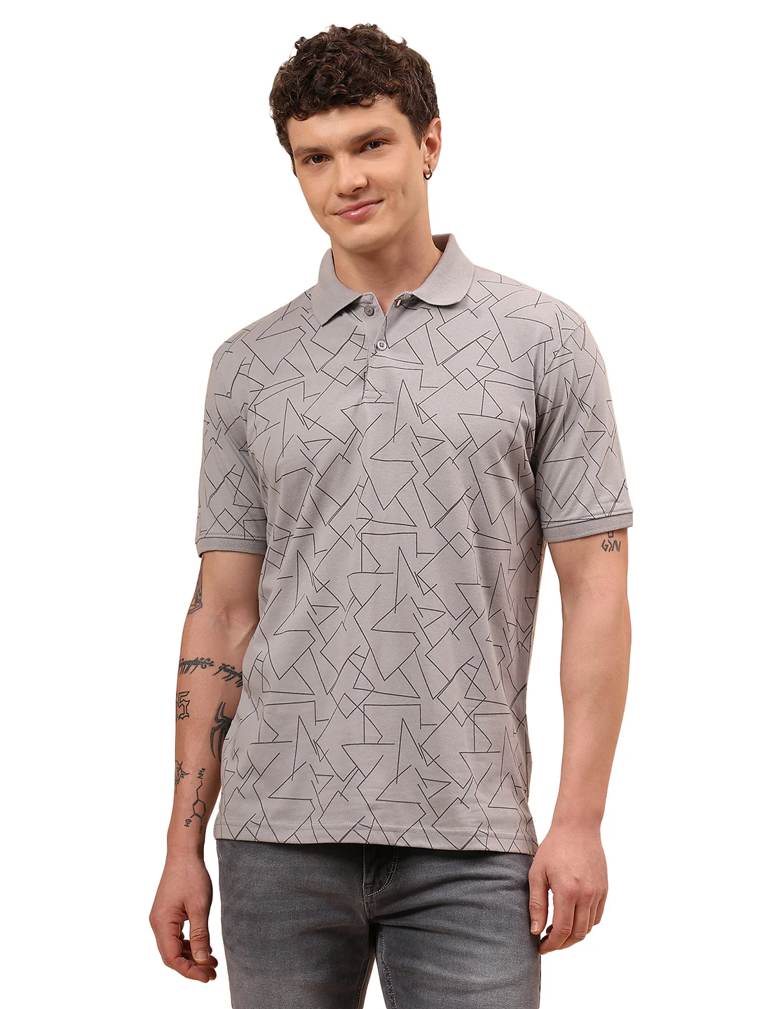 T-Shirt for Men | Breathable & Soft with Color Fastness Regular Fit Polo Neck Cotton Blend Fabric Printed Pattern - Image 9