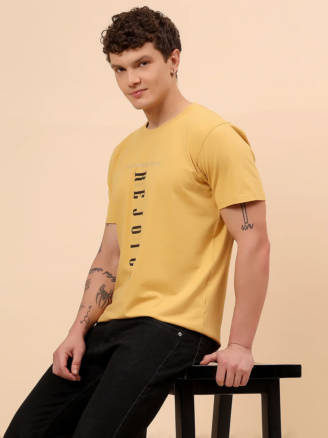 T-Shirt for Men | Breathable & Soft with Color Fastness Regular Fit Round Neck Cotton Blend Fabric Printed Pattern - Image 2