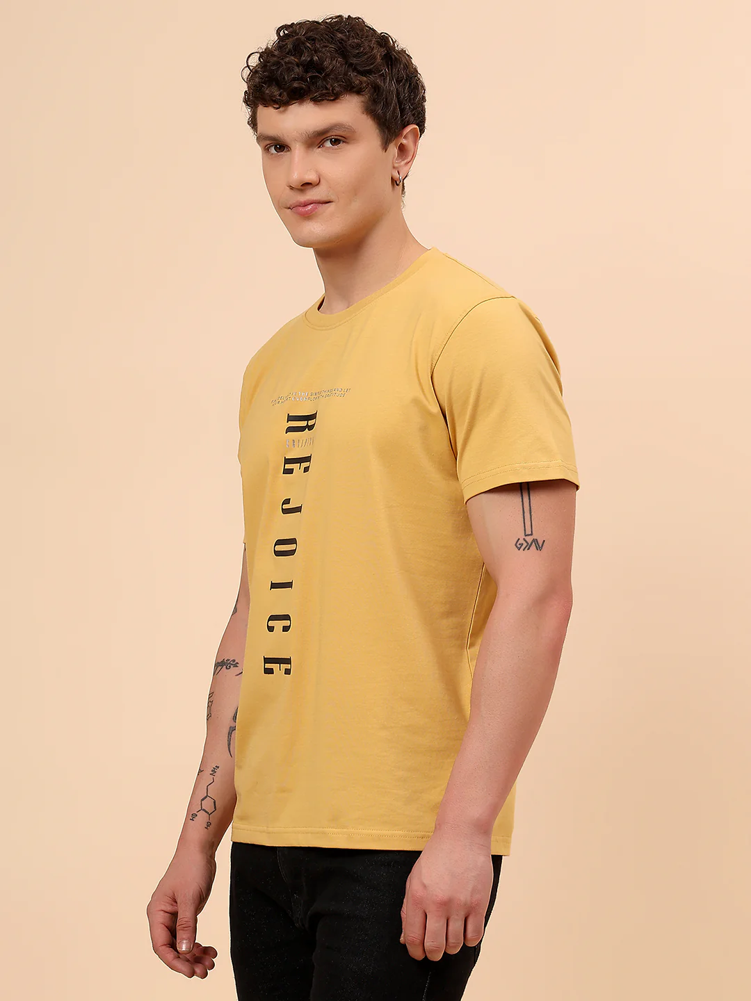 T-Shirt for Men | Breathable & Soft with Color Fastness Regular Fit Round Neck Cotton Blend Fabric Printed Pattern - Image 4
