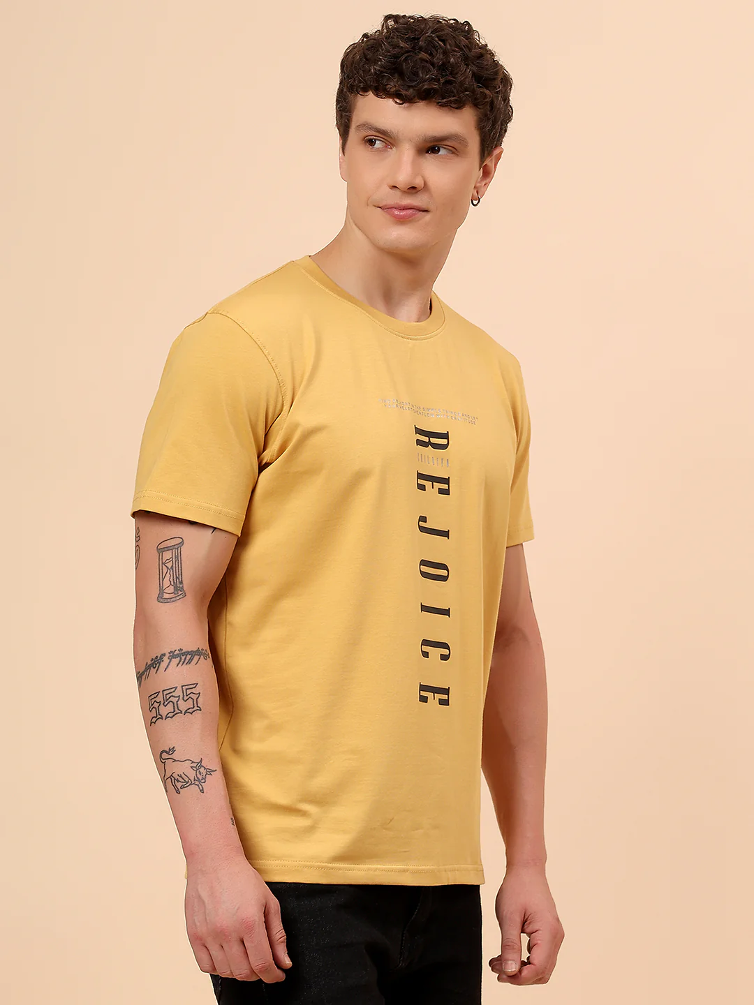 T-Shirt for Men | Breathable & Soft with Color Fastness Regular Fit Round Neck Cotton Blend Fabric Printed Pattern - Image 5