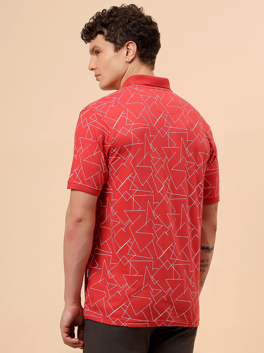 T-Shirt for Men | Breathable & Soft with Color Fastness Regular Fit Polo Neck Cotton Blend Fabric Printed Pattern - Image 6