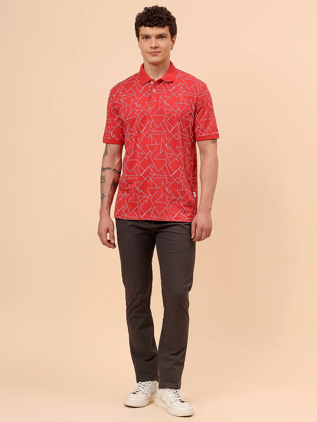 T-Shirt for Men | Breathable & Soft with Color Fastness Regular Fit Polo Neck Cotton Blend Fabric Printed Pattern - Image 8