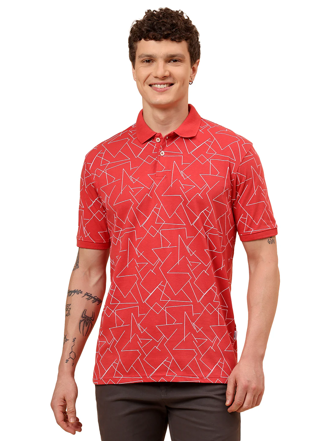 T-Shirt for Men | Breathable & Soft with Color Fastness Regular Fit Polo Neck Cotton Blend Fabric Printed Pattern - Image 9