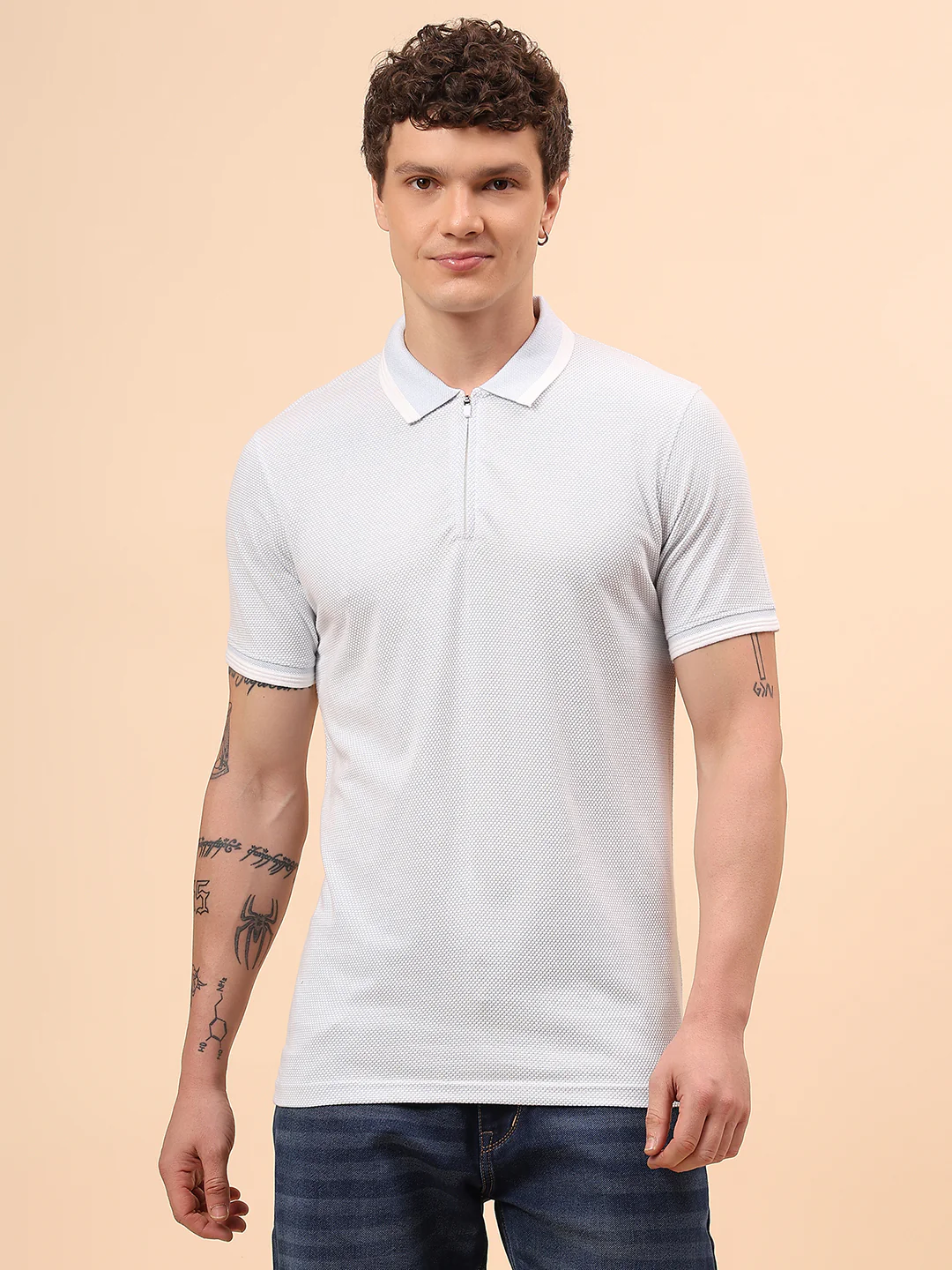 T-Shirt for Men | Breathable & Soft with Color Fastness Regular Fit Polo Neck Cotton Blend Fabric Solid Pattern - Image 3