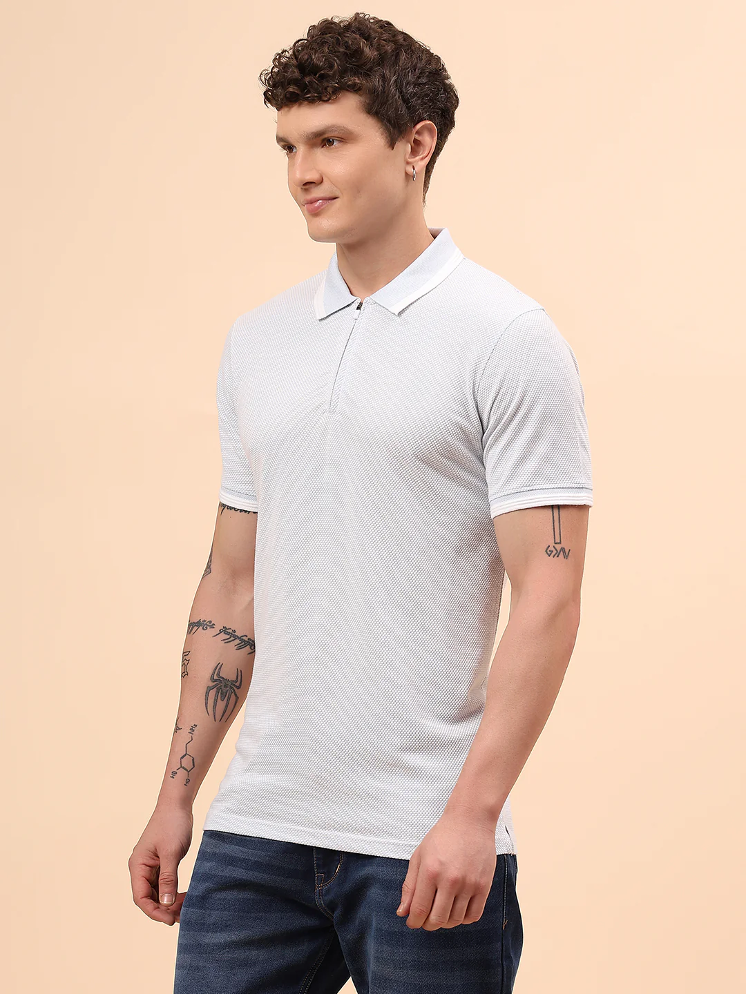 T-Shirt for Men | Breathable & Soft with Color Fastness Regular Fit Polo Neck Cotton Blend Fabric Solid Pattern - Image 4