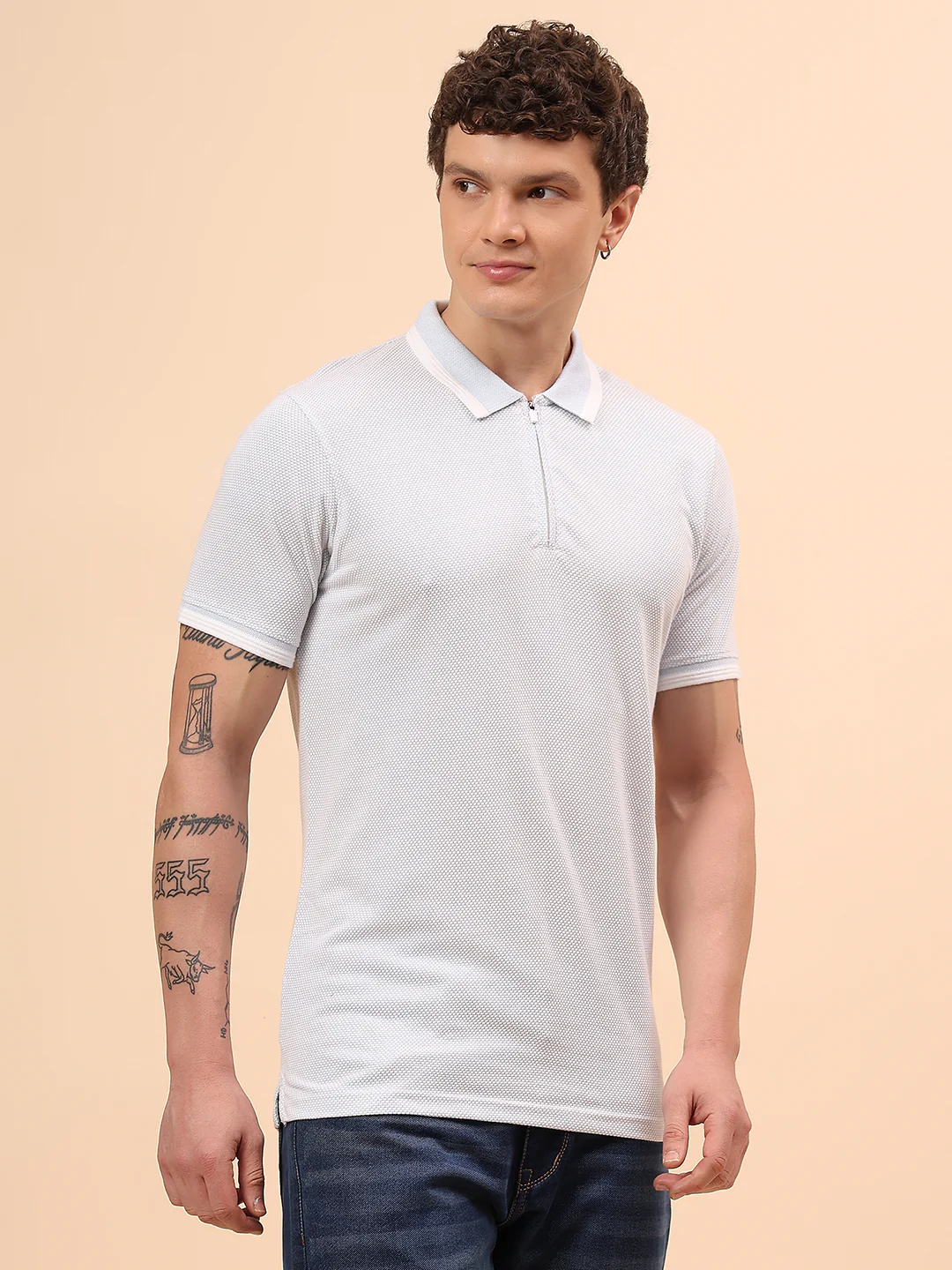 T-Shirt for Men | Breathable & Soft with Color Fastness Regular Fit Polo Neck Cotton Blend Fabric Solid Pattern - Image 5