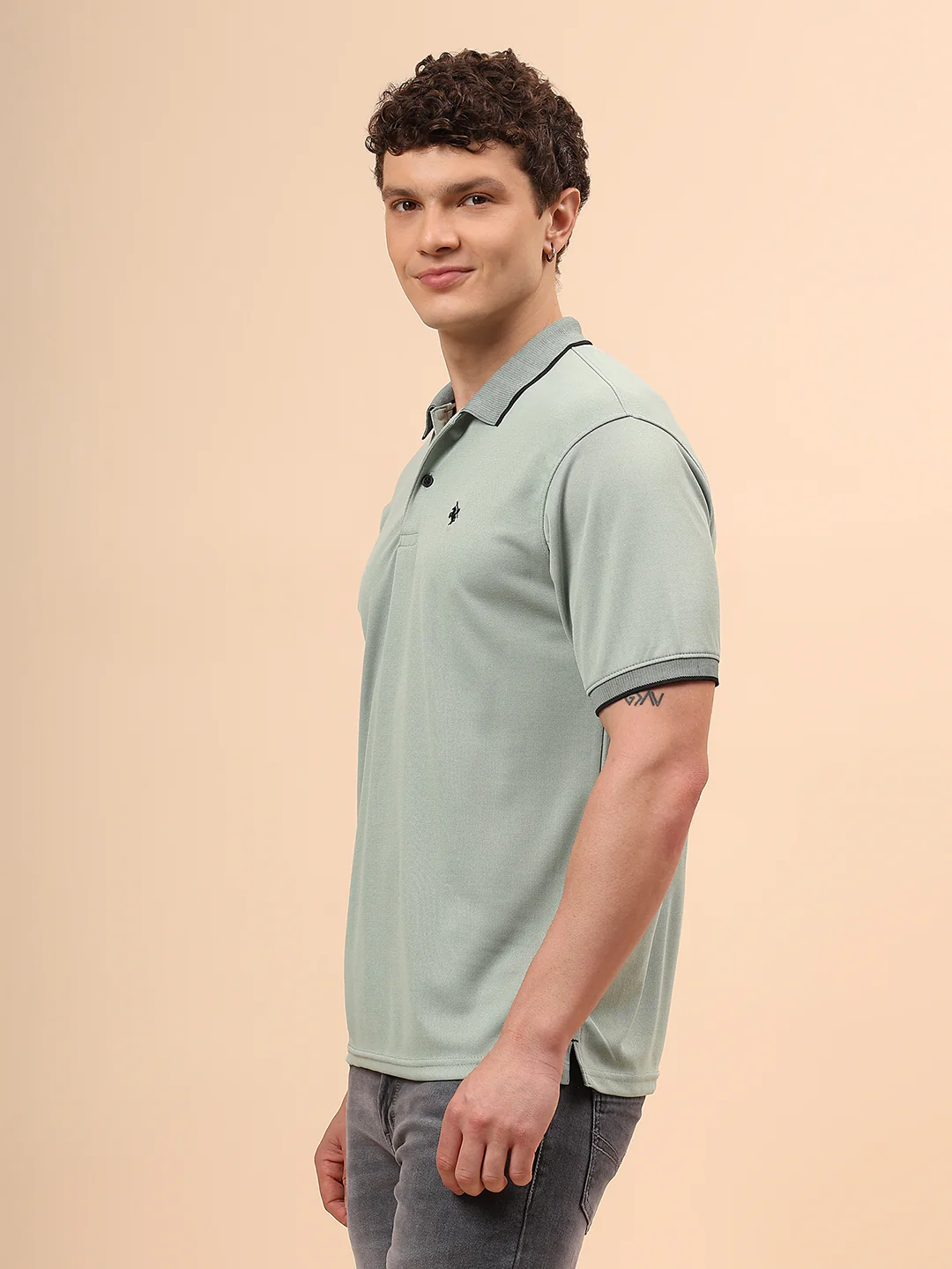 T-Shirt for Men | Breathable & Soft with Color Fastness Regular Fit Polo Neck Poly Blend Fabric Solid Pattern - Image 4