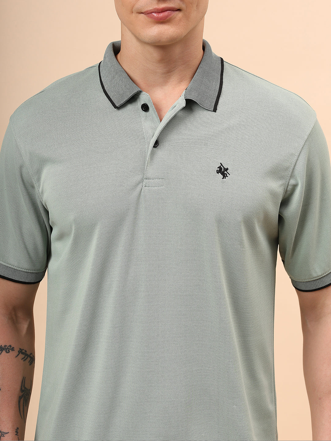 T-Shirt for Men | Breathable & Soft with Color Fastness Regular Fit Polo Neck Poly Blend Fabric Solid Pattern - Image 7