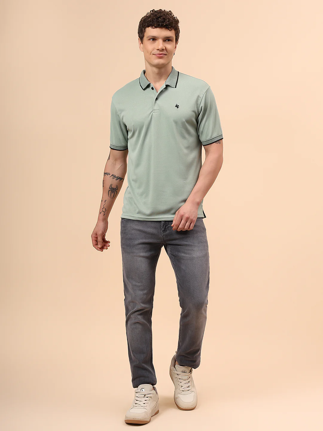 T-Shirt for Men | Breathable & Soft with Color Fastness Regular Fit Polo Neck Poly Blend Fabric Solid Pattern - Image 8