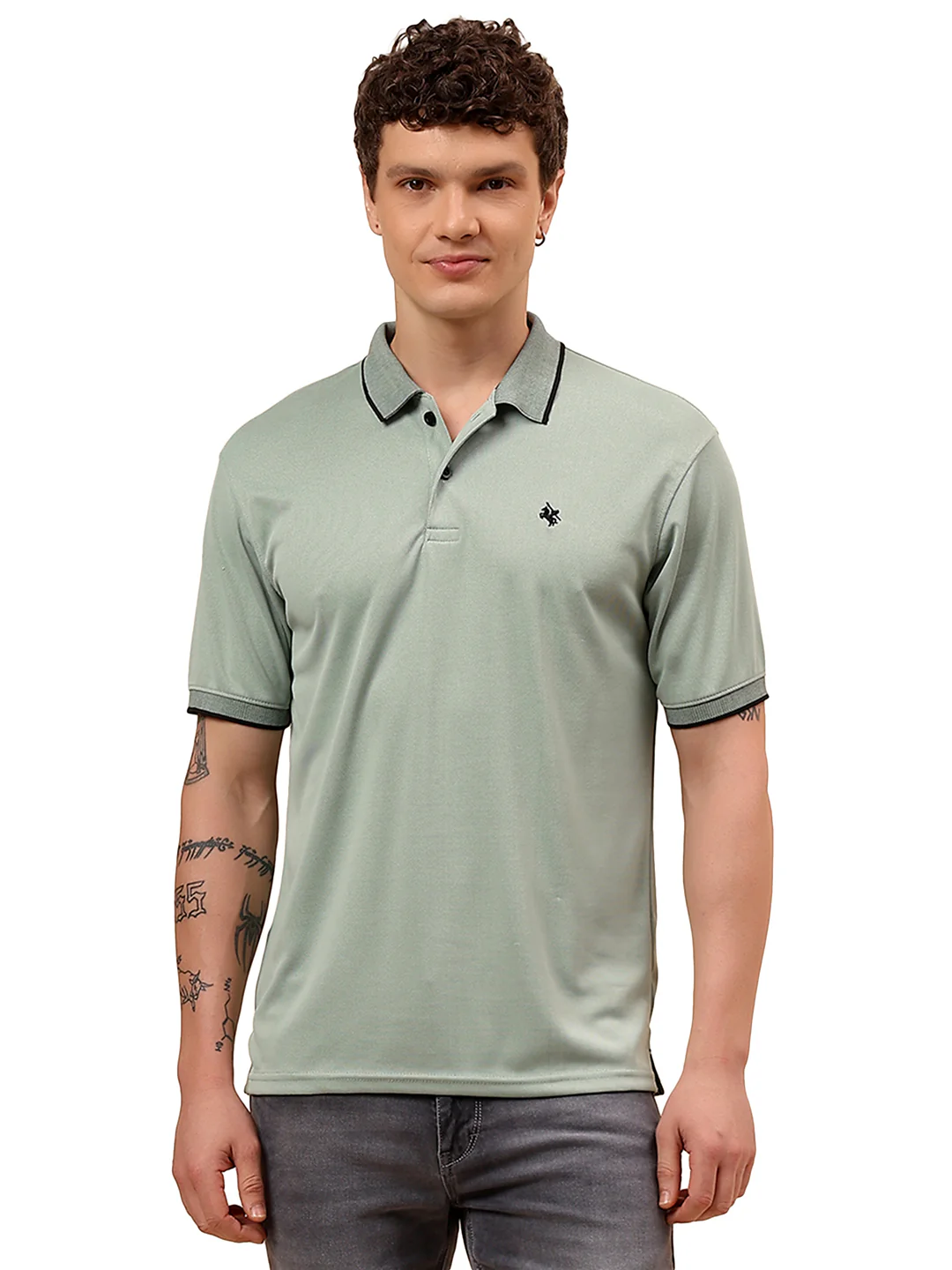 T-Shirt for Men | Breathable & Soft with Color Fastness Regular Fit Polo Neck Poly Blend Fabric Solid Pattern - Image 9