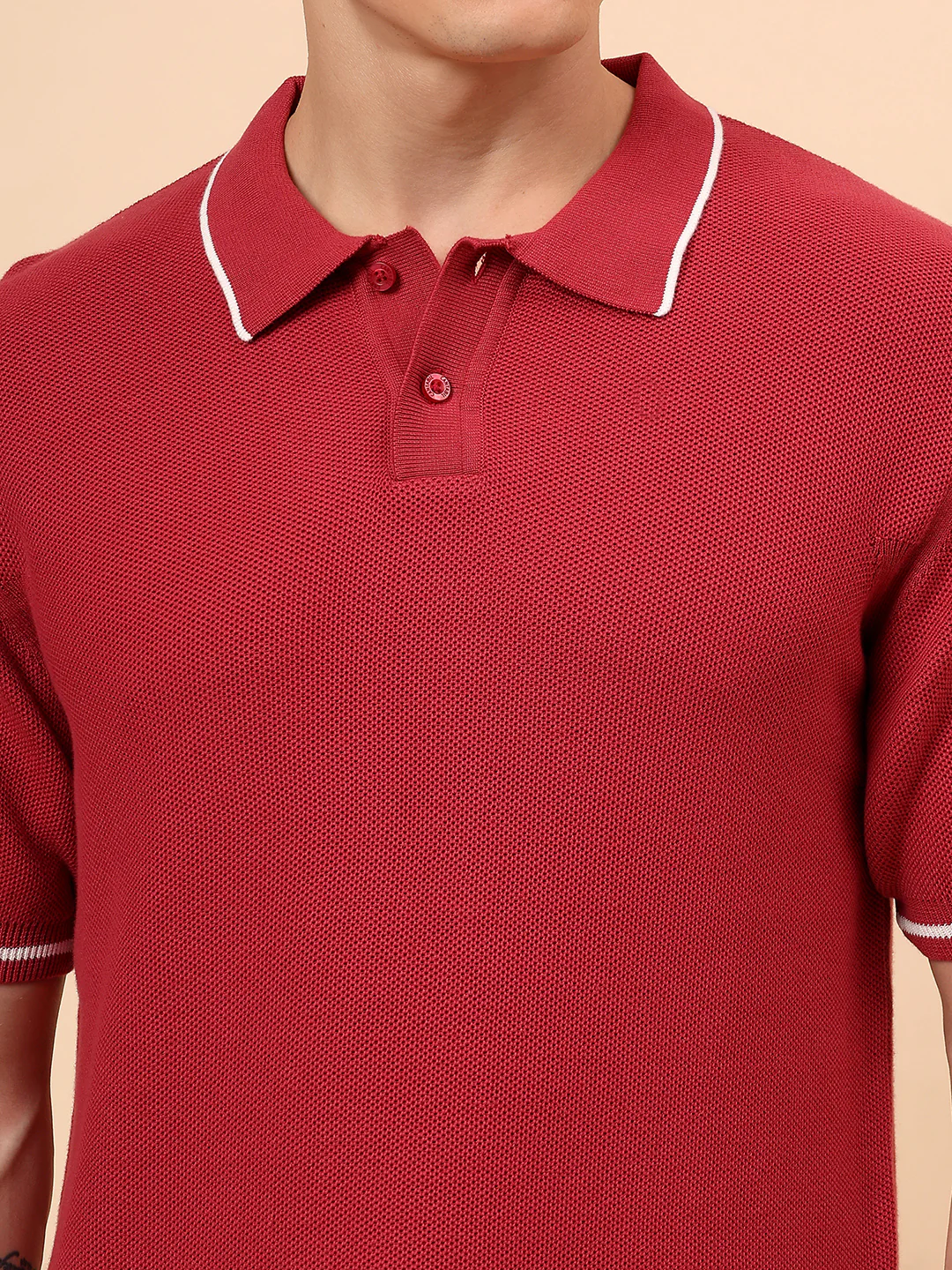 T-Shirt for Men | Breathable & Soft with Color Fastness Regular Fit Polo Neck Cotton Blend Fabric Solid Pattern - Image 7