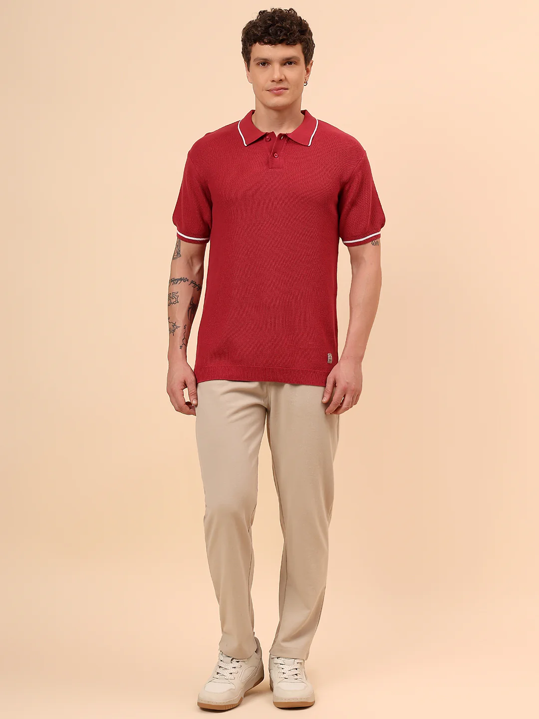T-Shirt for Men | Breathable & Soft with Color Fastness Regular Fit Polo Neck Cotton Blend Fabric Solid Pattern - Image 8