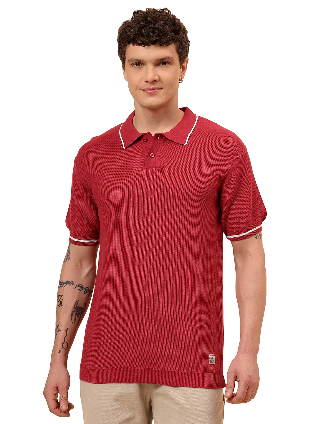 T-Shirt for Men | Breathable & Soft with Color Fastness Regular Fit Polo Neck Cotton Blend Fabric Solid Pattern - Image 9