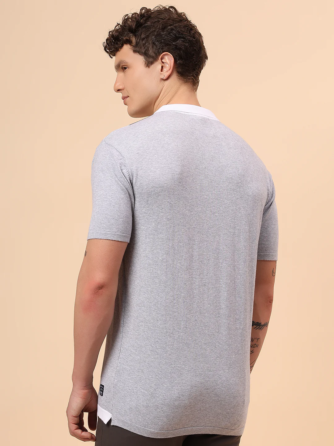 T-Shirt for Men | Breathable & Soft with Color Fastness Regular Fit Polo Neck Cotton Blend Fabric Striped Pattern - Image 6