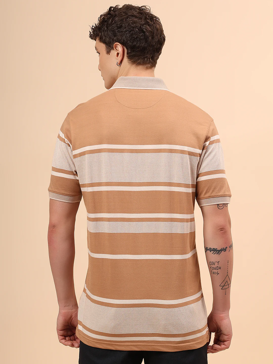 T-Shirt for Men | Breathable & Soft with Color Fastness Regular Fit Polo Neck Cotton Fabric Striped Pattern - Image 6