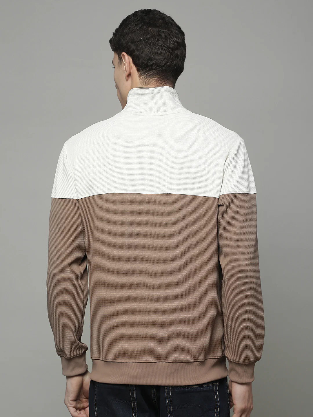 T-Shirt for Men | Breathable & Soft with Color Fastness Regular Fit Mock Neck Poly Cotton Fabric Colour Block Pattern - Image 4
