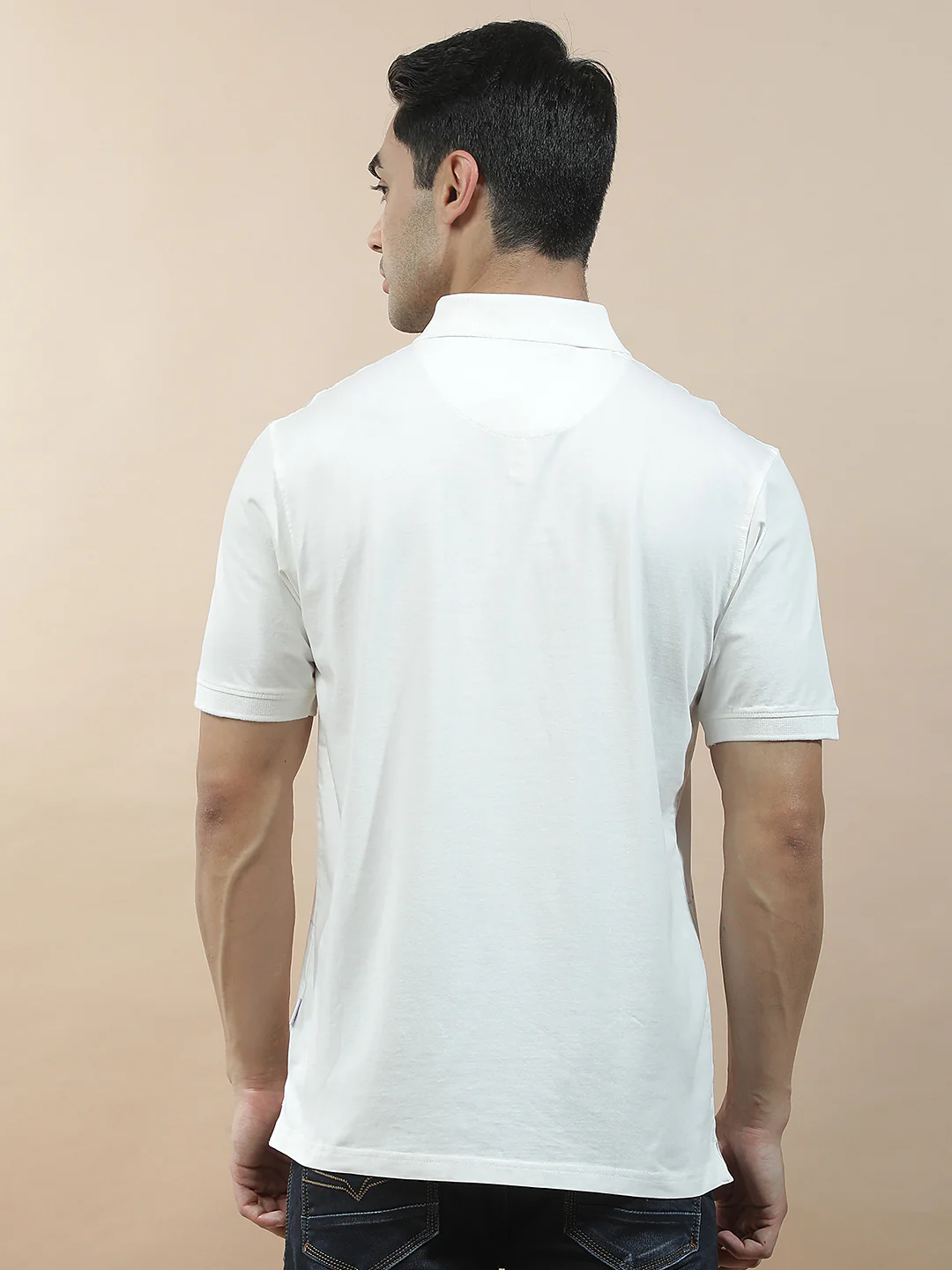 T-Shirt for Men | Breathable & Soft with Color Fastness Regular Fit Polo Neck Cotton Blend Fabric Checkered Pattern - Image 4