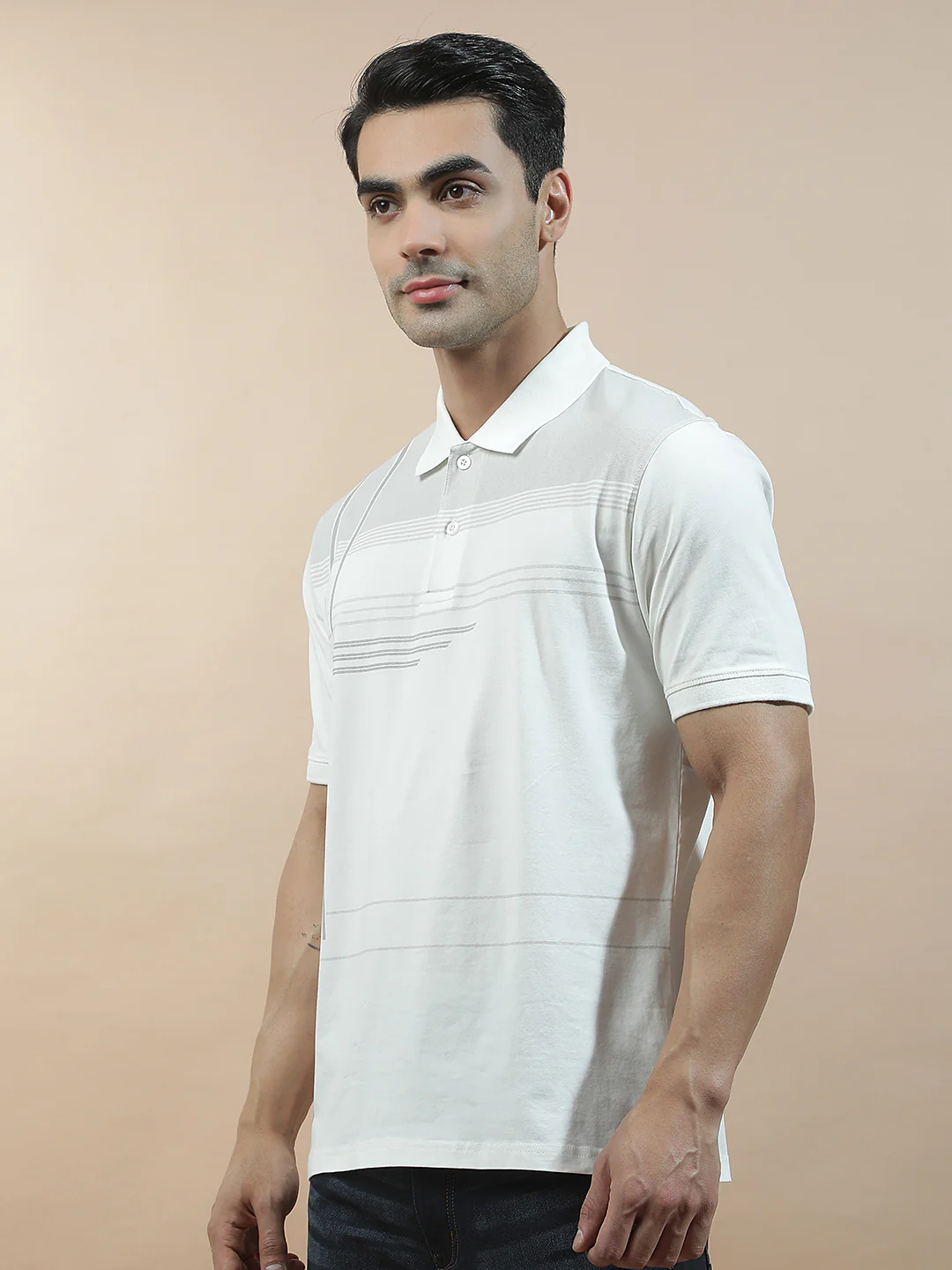 T-Shirt for Men | Breathable & Soft with Color Fastness Regular Fit Polo Neck Cotton Blend Fabric Checkered Pattern - Image 6