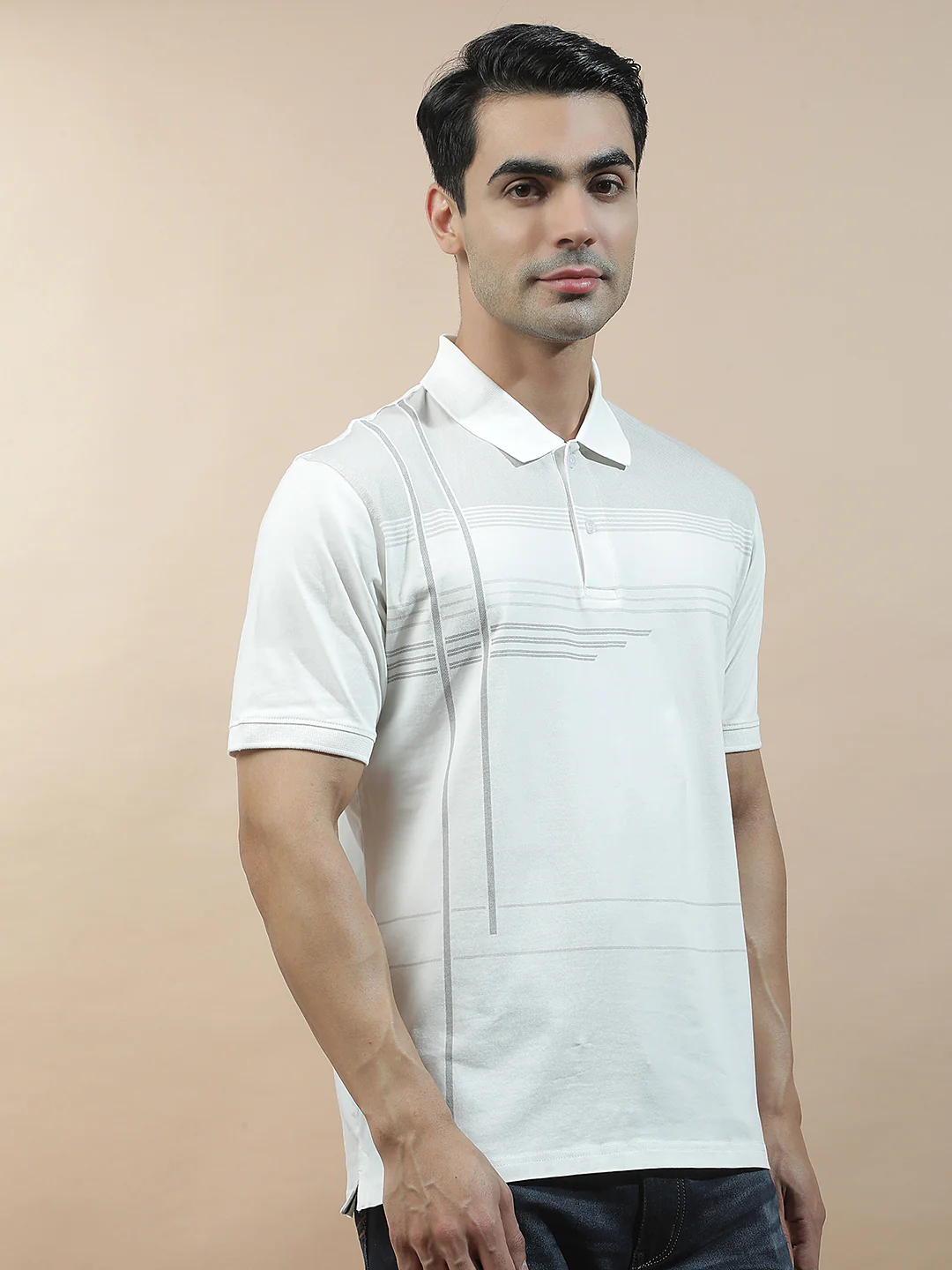 T-Shirt for Men | Breathable & Soft with Color Fastness Regular Fit Polo Neck Cotton Blend Fabric Checkered Pattern - Image 7