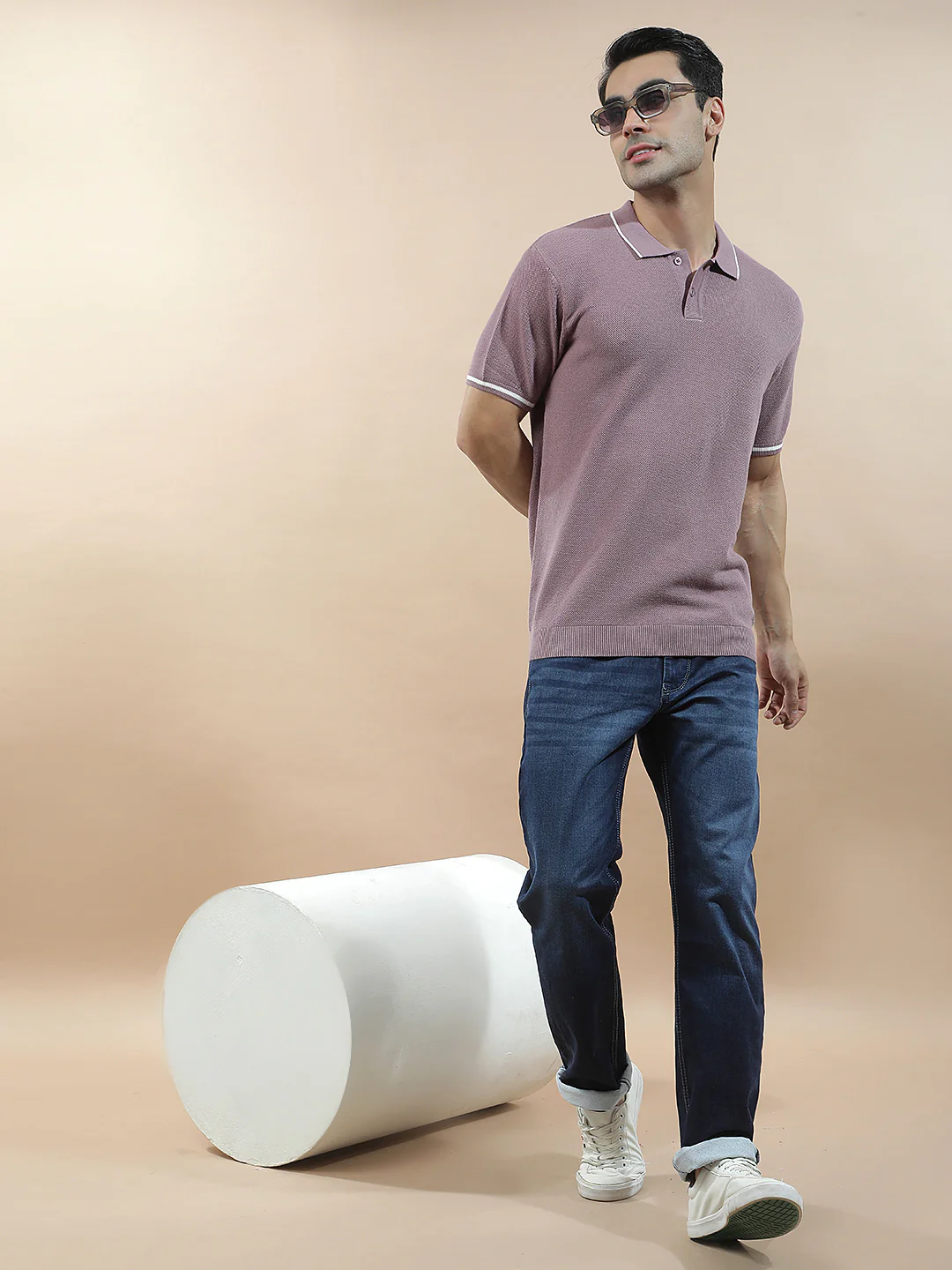 T-Shirt for Men | Breathable & Soft with Color Fastness Regular Fit Polo Neck Cotton Blend Fabric Solid Pattern - Image 2