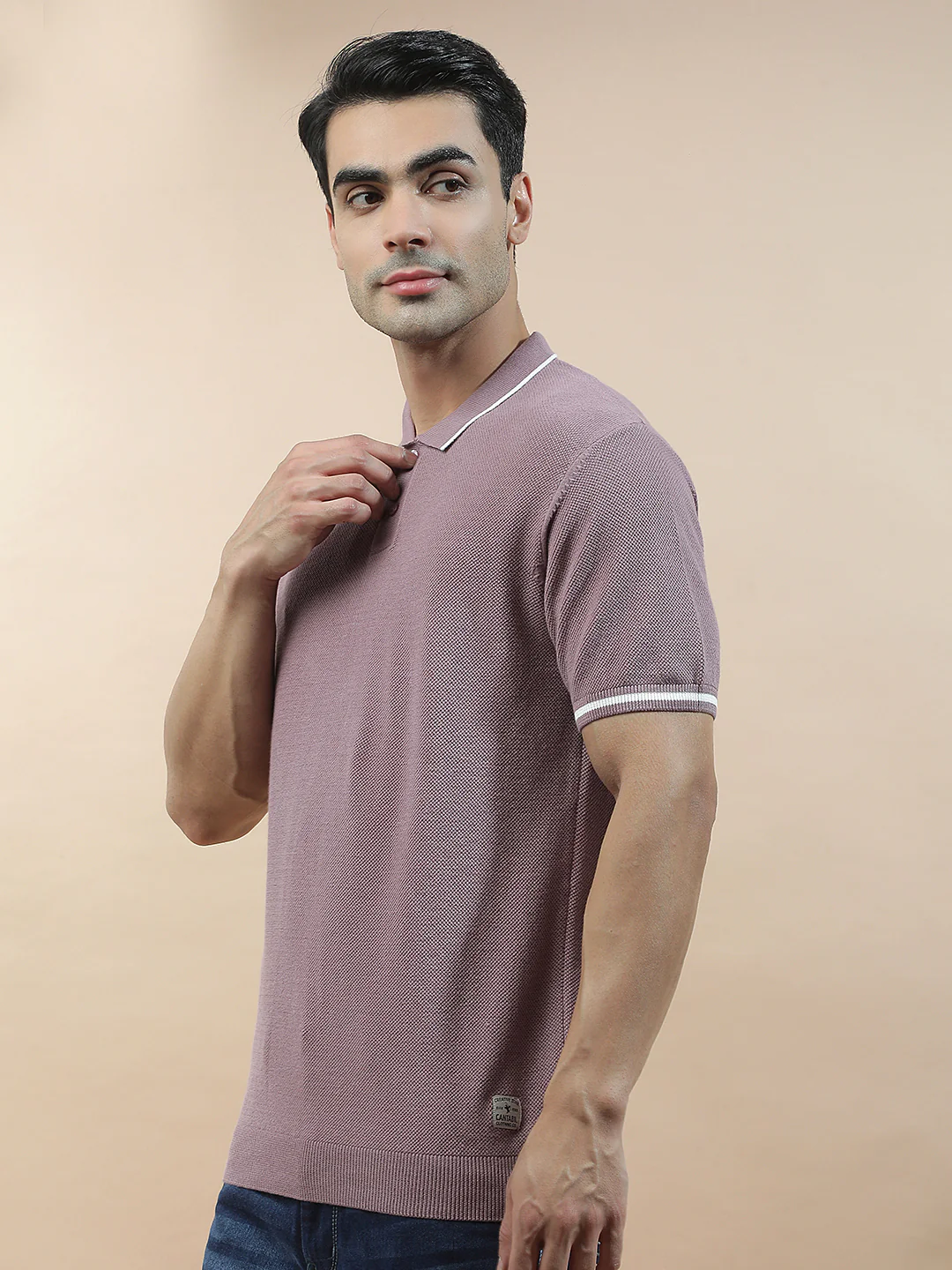 T-Shirt for Men | Breathable & Soft with Color Fastness Regular Fit Polo Neck Cotton Blend Fabric Solid Pattern - Image 6