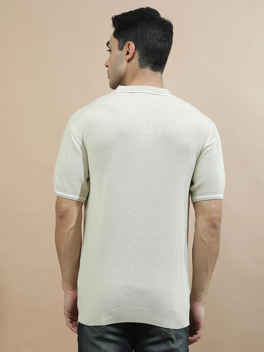 T-Shirt for Men | Breathable & Soft with Color Fastness Regular Fit Polo Neck Cotton Blend Fabric Solid Pattern - Image 2
