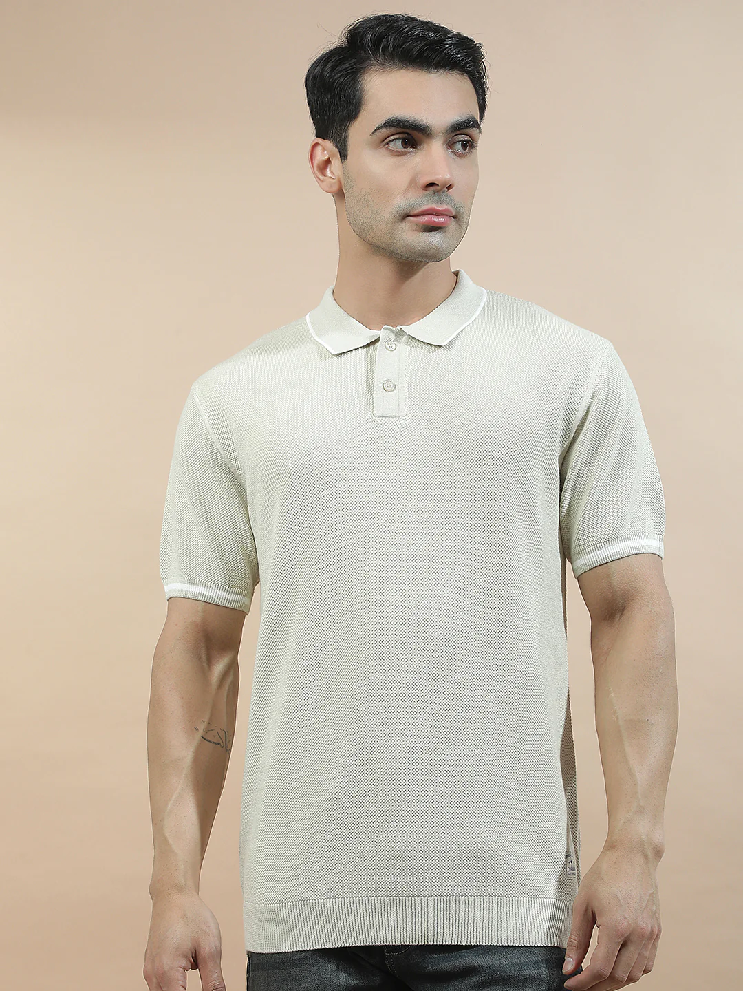 T-Shirt for Men | Breathable & Soft with Color Fastness Regular Fit Polo Neck Cotton Blend Fabric Solid Pattern - Image 3