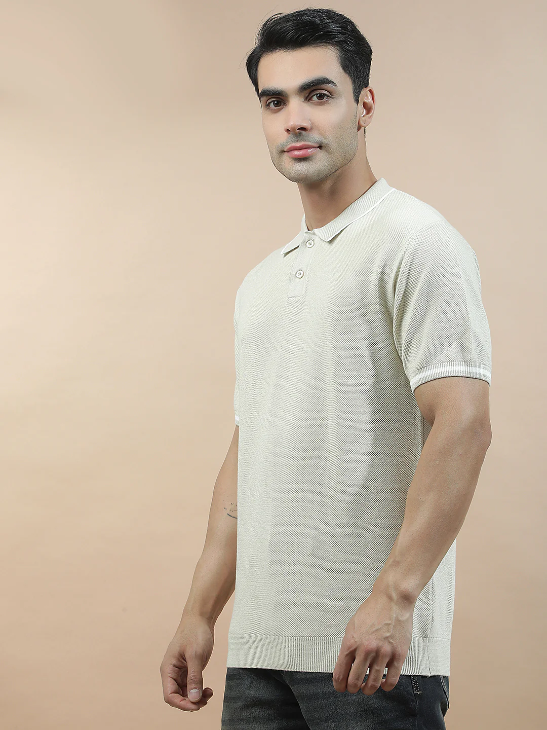 T-Shirt for Men | Breathable & Soft with Color Fastness Regular Fit Polo Neck Cotton Blend Fabric Solid Pattern - Image 4
