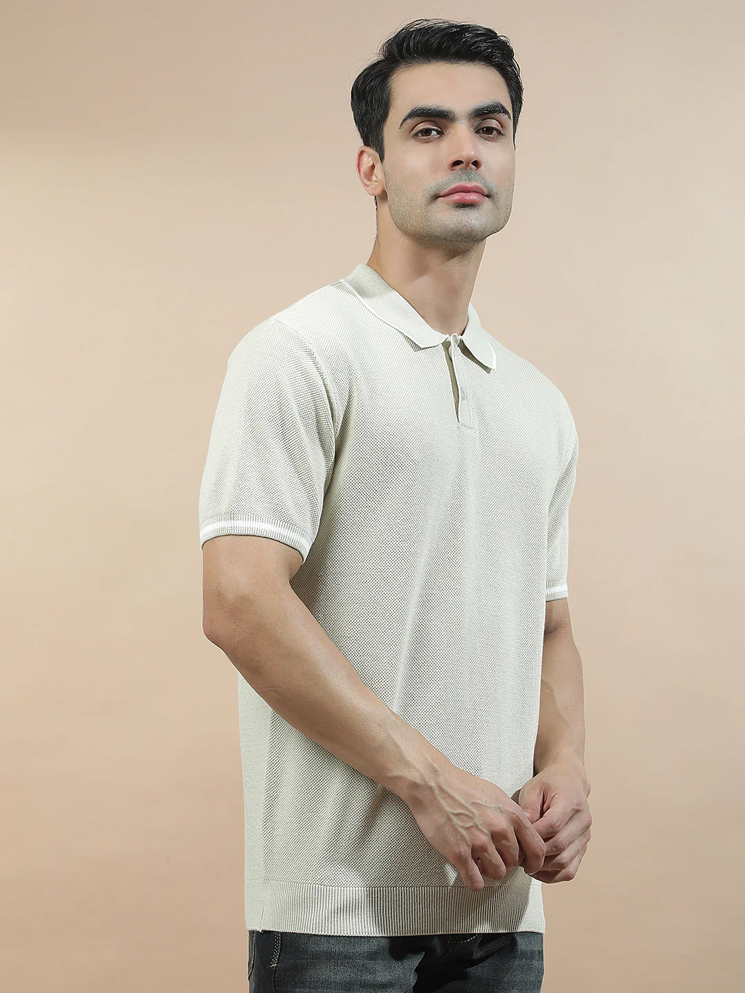 T-Shirt for Men | Breathable & Soft with Color Fastness Regular Fit Polo Neck Cotton Blend Fabric Solid Pattern - Image 5