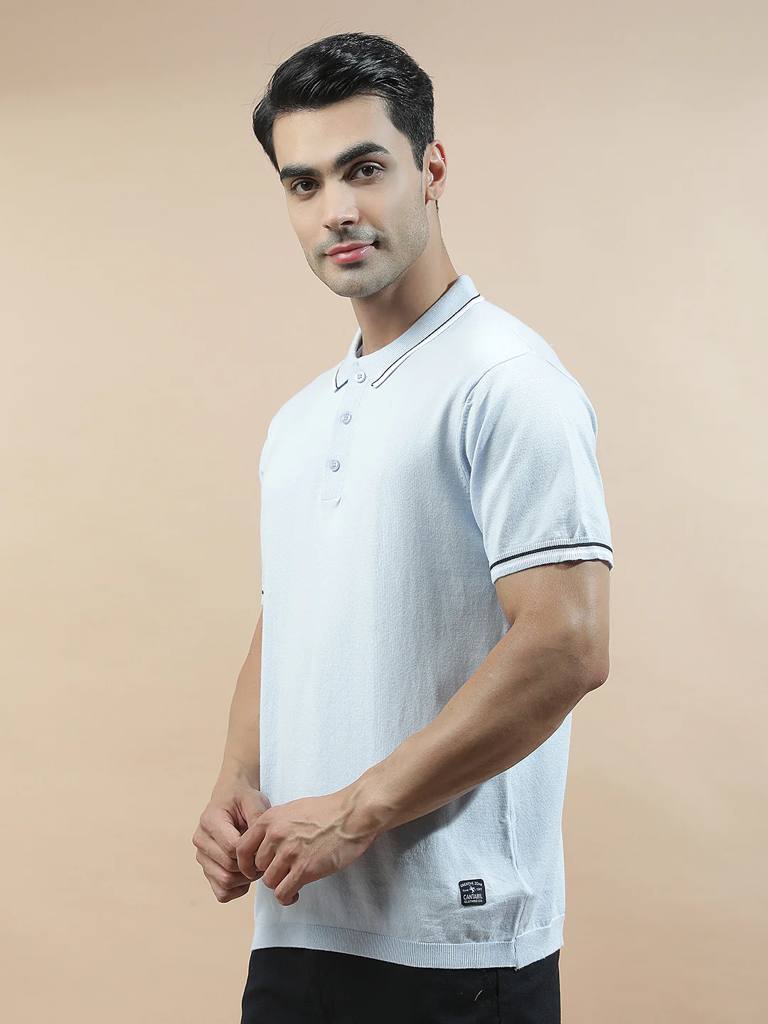 T-Shirt for Men | Breathable & Soft with Color Fastness Regular Fit Polo Neck Cotton Blend Fabric Solid Pattern - Image 4