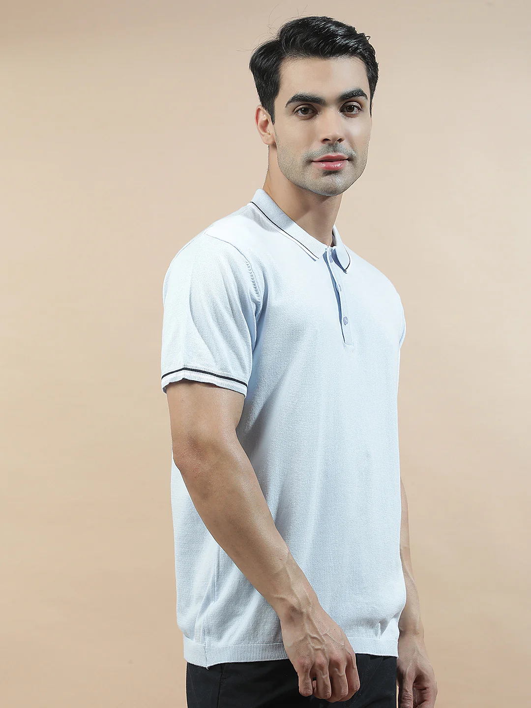 T-Shirt for Men | Breathable & Soft with Color Fastness Regular Fit Polo Neck Cotton Blend Fabric Solid Pattern - Image 5