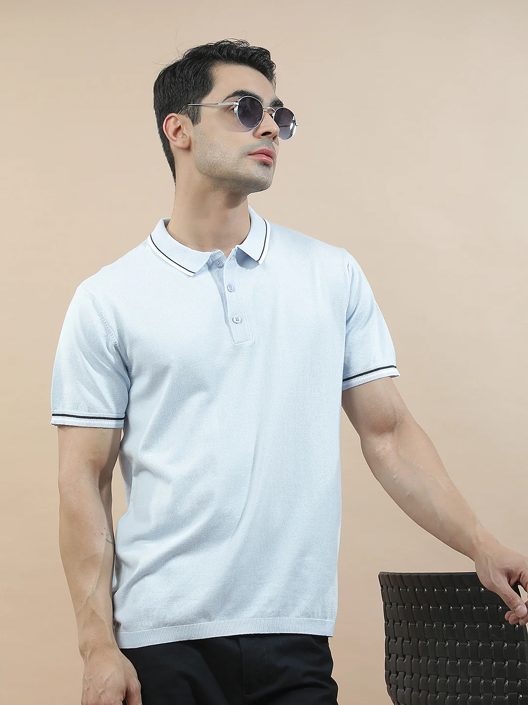 T-Shirt for Men | Breathable & Soft with Color Fastness Regular Fit Polo Neck Cotton Blend Fabric Solid Pattern - Image 8
