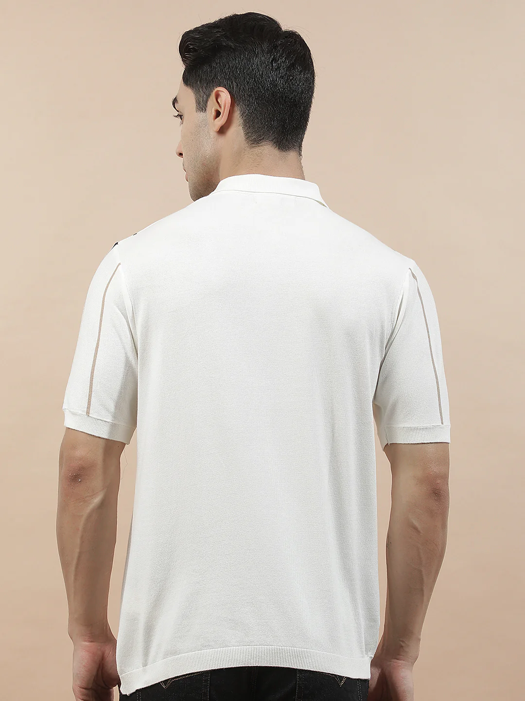 T-Shirt for Men | Breathable & Soft with Color Fastness Regular Fit Polo Neck Cotton Blend Fabric Solid Pattern - Image 3
