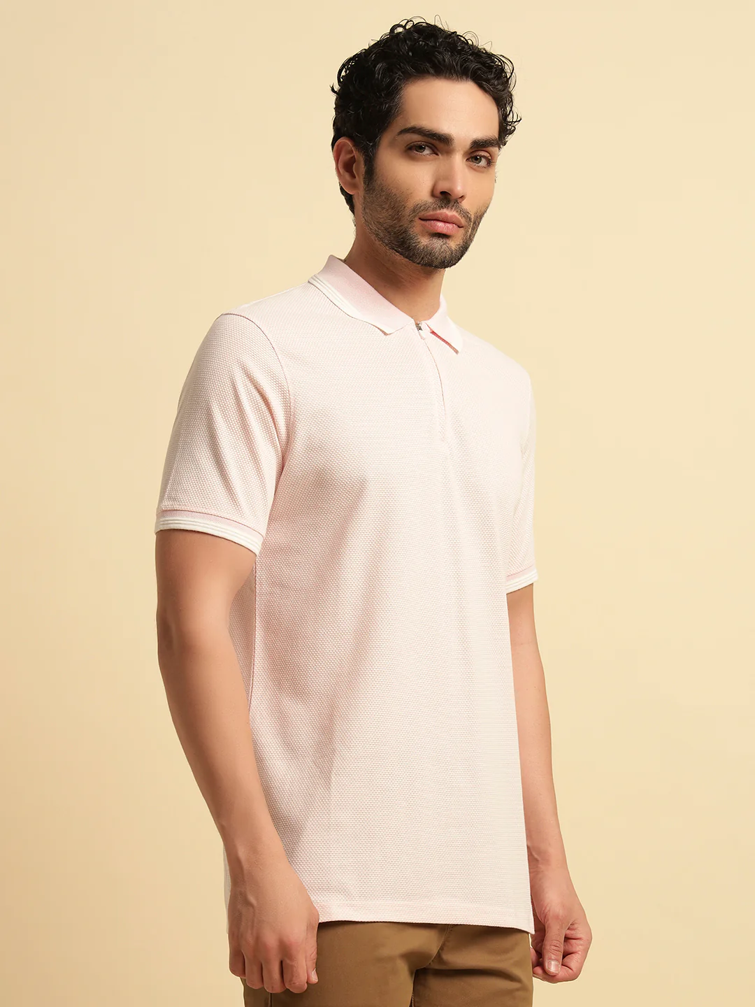 T-Shirt for Men | Breathable & Soft with Color Fastness Regular Fit Polo Neck Cotton Blend Fabric Solid Pattern - Image 4