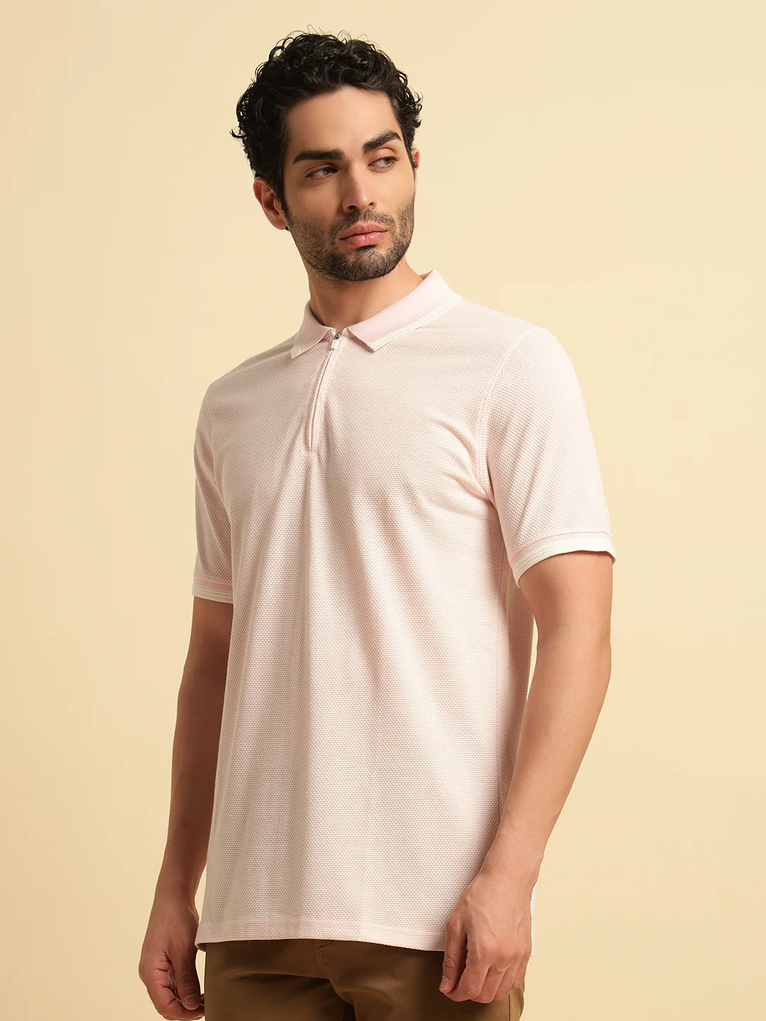 T-Shirt for Men | Breathable & Soft with Color Fastness Regular Fit Polo Neck Cotton Blend Fabric Solid Pattern - Image 5