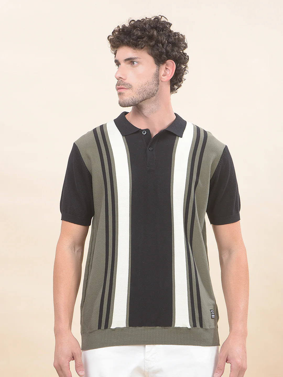 T-Shirt for Men | Breathable & Soft with Color Fastness Regular Fit Polo Neck Cotton Blend Fabric Striped Pattern - Image 6