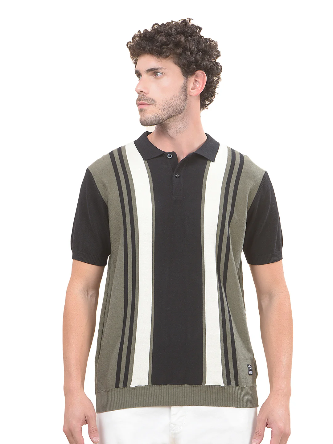 T-Shirt for Men | Breathable & Soft with Color Fastness Regular Fit Polo Neck Cotton Blend Fabric Striped Pattern - Image 9