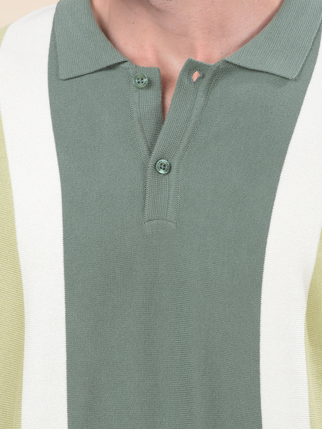 T-Shirt for Men | Breathable & Soft with Color Fastness Regular Fit Polo Neck Cotton Blend Fabric Striped Pattern - Image 6
