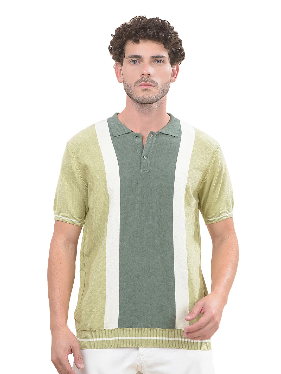 T-Shirt for Men | Breathable & Soft with Color Fastness Regular Fit Polo Neck Cotton Blend Fabric Striped Pattern - Image 9