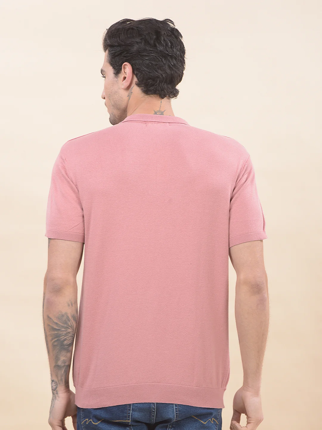 T-Shirt for Men | Breathable & Soft with Color Fastness Regular Fit Polo Neck Cotton Blend Fabric Striped Pattern - Image 2