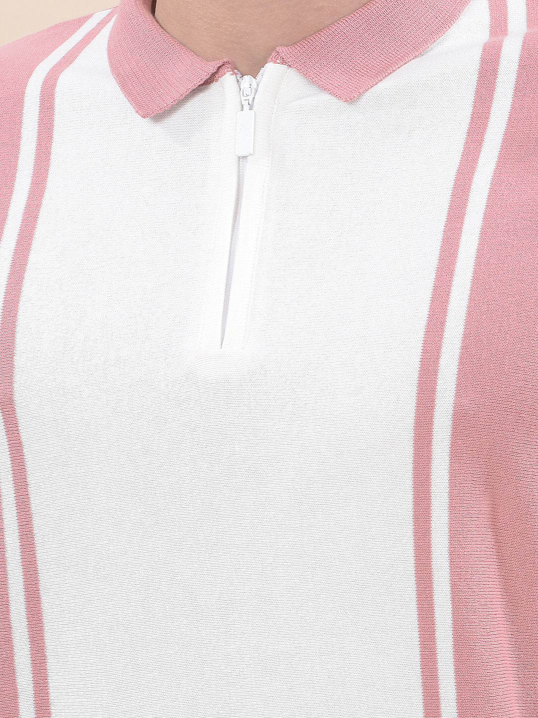 T-Shirt for Men | Breathable & Soft with Color Fastness Regular Fit Polo Neck Cotton Blend Fabric Striped Pattern - Image 6