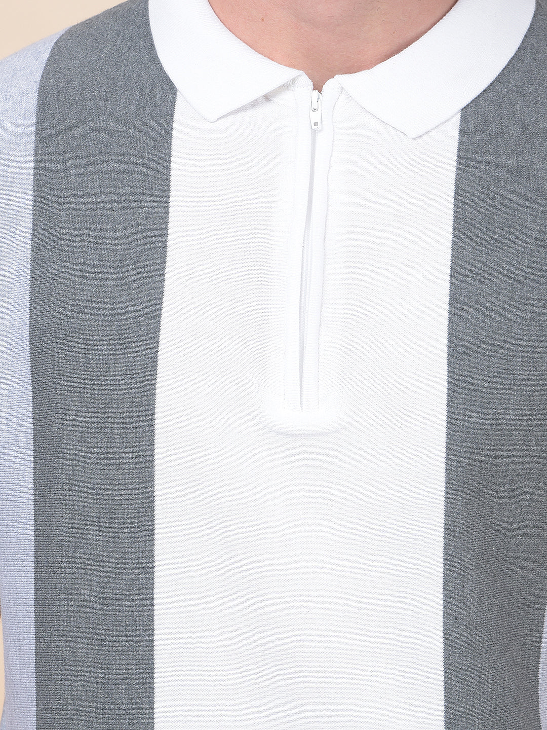 T-Shirt for Men | Breathable & Soft with Color Fastness Regular Fit Polo Neck Cotton Blend Fabric Striped Pattern - Image 6