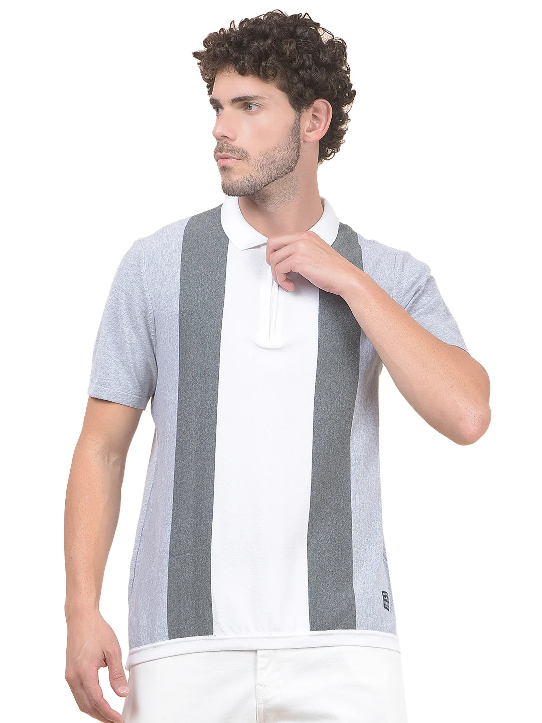 T-Shirt for Men | Breathable & Soft with Color Fastness Regular Fit Polo Neck Cotton Blend Fabric Striped Pattern - Image 9